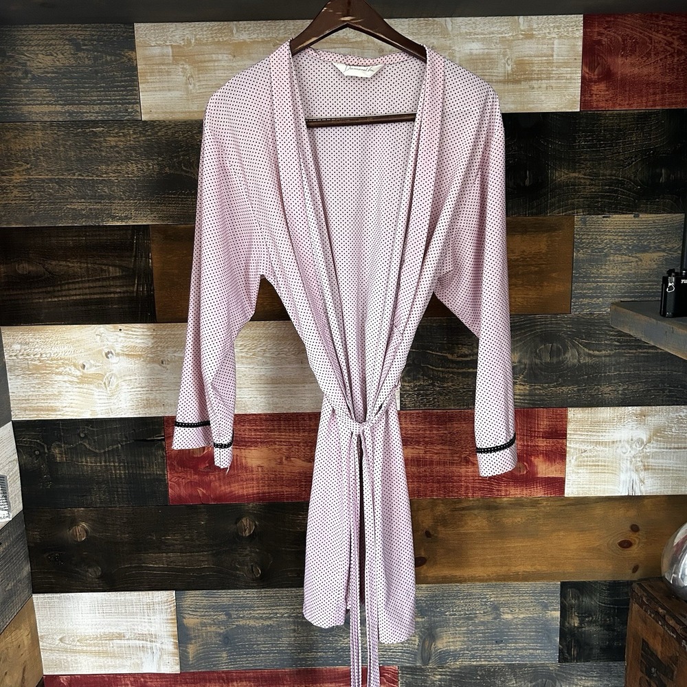 Diamond Tea Robe Small Polka Dirt Housecoat Belted Women's Pink